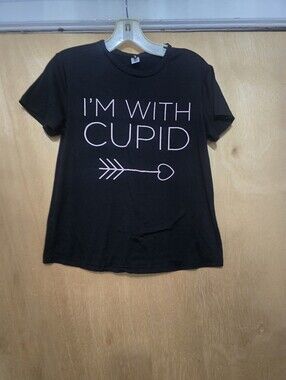Womens Black "I'm With Cupid" Graphic Tee